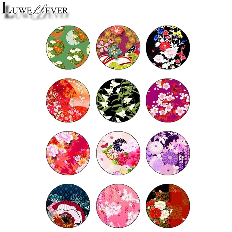 

10mm 12mm 14mm 16mm 20mm 25mm 361 12pcs/lot Flower Mix Round Glass Cabochons Jewelry Findings 18mm Snap Button Charm Bracelet