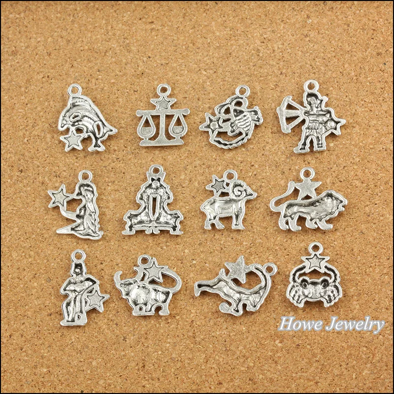 120 шт. винтажные Подвески в виде знаков зодиака|necklace display stands wholesale|necklace extender sterling