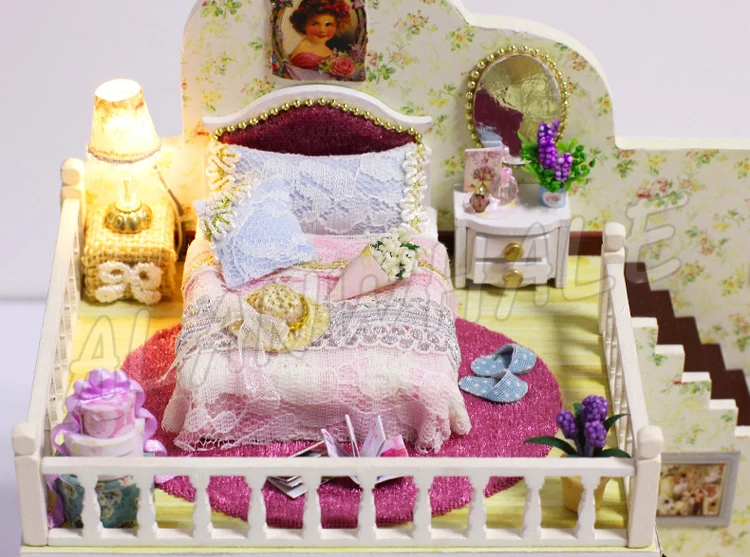 Миниатюрный Кукольный домик деревенский DIY деревянный кукольный с мебелью
