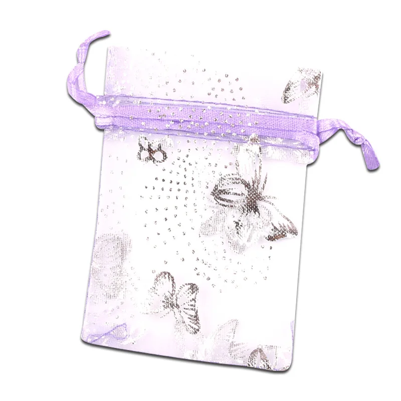 Light Purple 100 шт Смешанные 7x9 см 9x12 см сумки из органзы Свадебная вечеринка бижутерия для декорирования конфет Drawable Упаковка Дисплей и подарочные пакеты сумки - Цвет: Light Purple