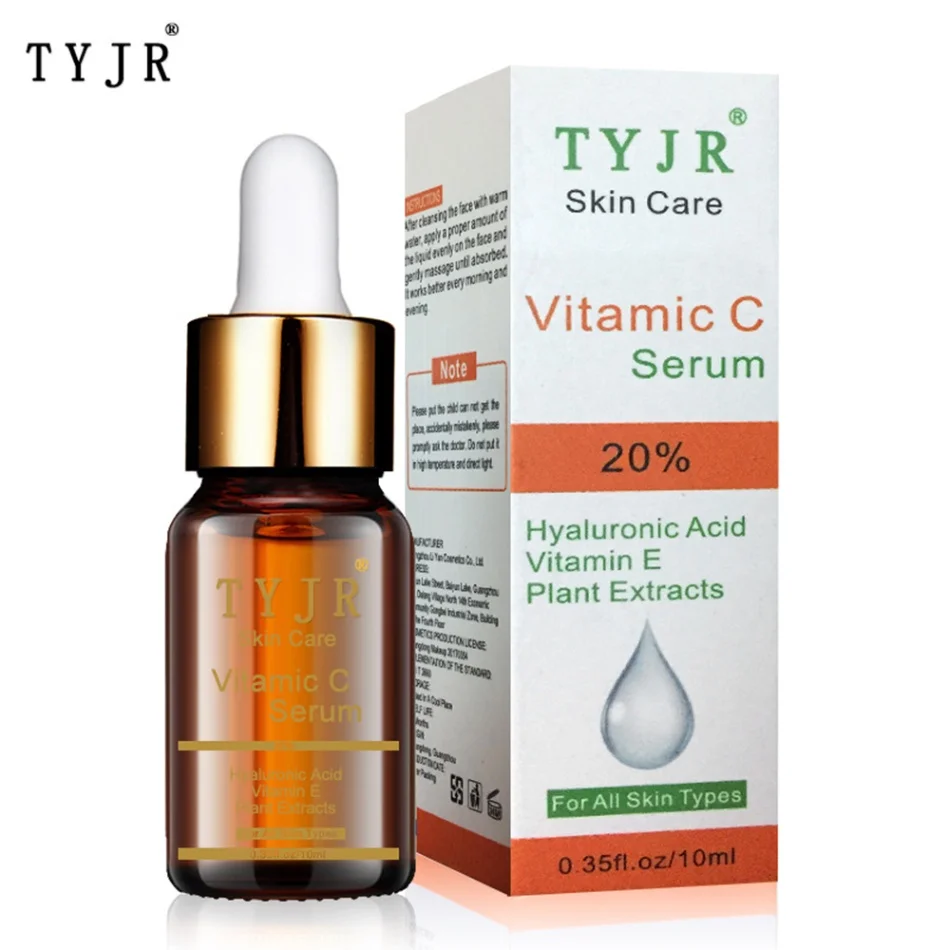 10ml TYJR Витамин С Сыворотка лучшая Антивозрастная Увлажняющая сыворотка для лица шеи лечение кожи глаз Уменьшает морщины ремонт темных кругов - Вес нетто: 10ml