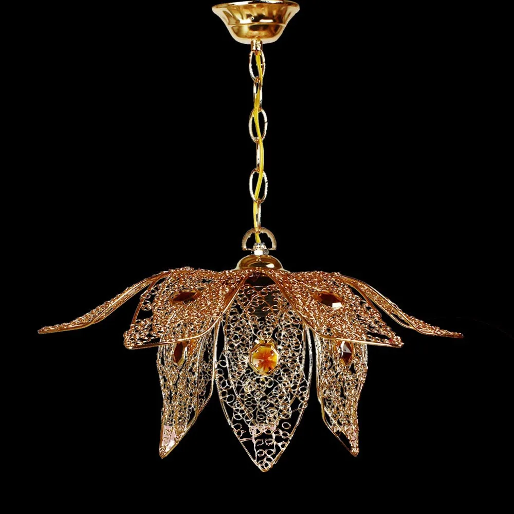 Современный подвесной светильник в виде лотоса с золотой проволокой люстра для