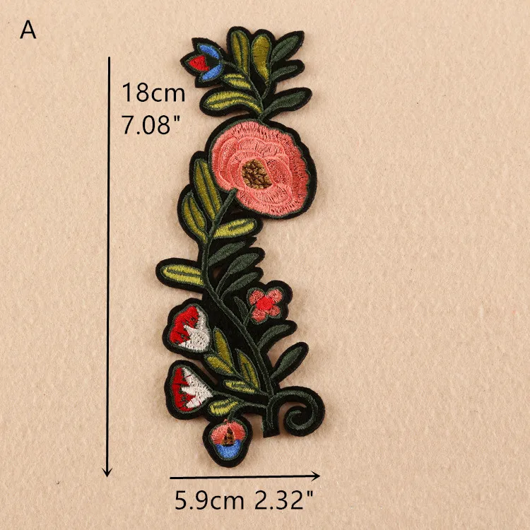 8Pcs/Lot Red Rose Flower Embroidered Patches Applique Iron Or Sew On Clothes Accessory | Дом и сад