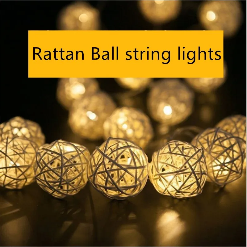 Светодиодная гирсветильник в виде шара из ротанга 3 5 м 20 светодиодный АА