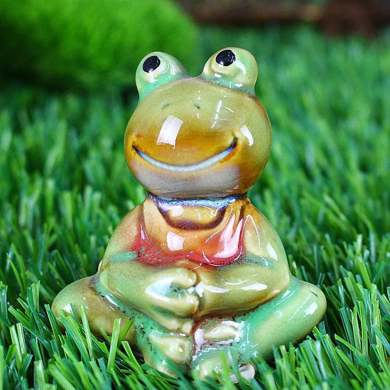 4 шт./компл. керамические украшения в виде лягушки|Статуэтки и миниатюры| |