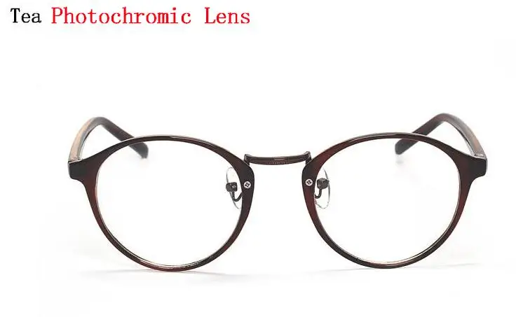 Photochromic Lens Ретро Круглые унисекс фотохромные очки для близорукости астигматизм оптические очки по рецепту для мужчин женщин студентов на заказ R5 - Цвет оправы: Photochromic Lens