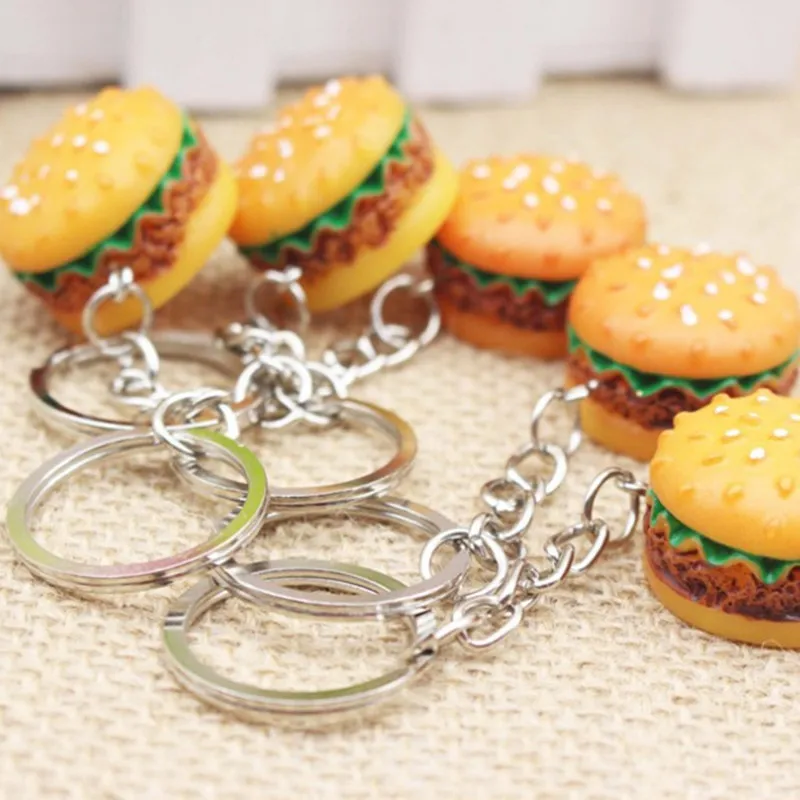 Hamburger Keychain 4 шт. подарок в школу Детские сувениры гамбургер Брелок детали свадебные подарки для гостей дети подружки невесты подарок вечерние сувениры - Цвет: Hamburger Keychain