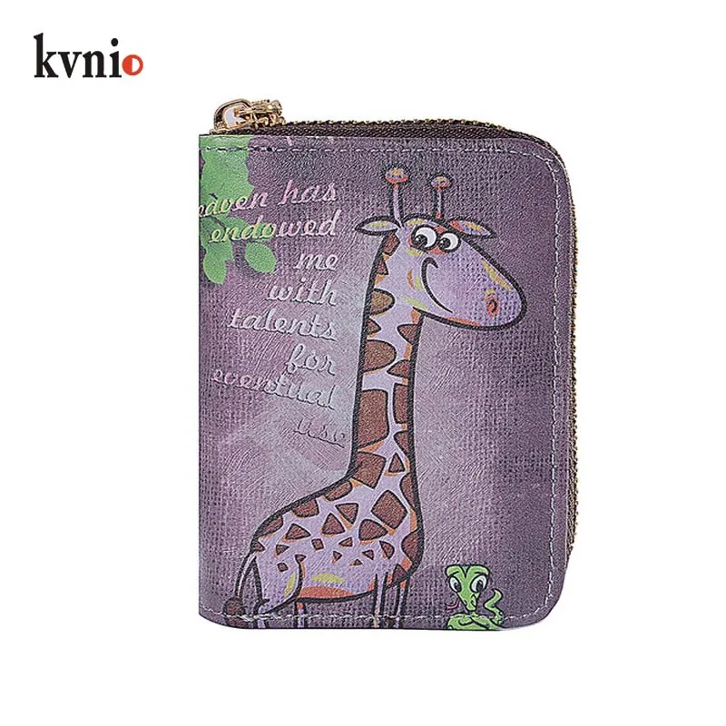 KVNIO Мини милый мультфильм печатных мульти-карты женский бумажник практическая Карточка Чехол для женщин 9 Слот 2 портмоне