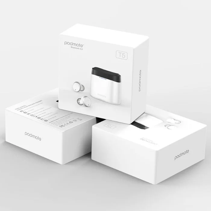 Оригинальные наушники Padmate T5 TWS Bluetooth, беспроводные наушники, водонепроницаемые наушники IPX6 с микрофоном, микрофоном, сенсорным управлением