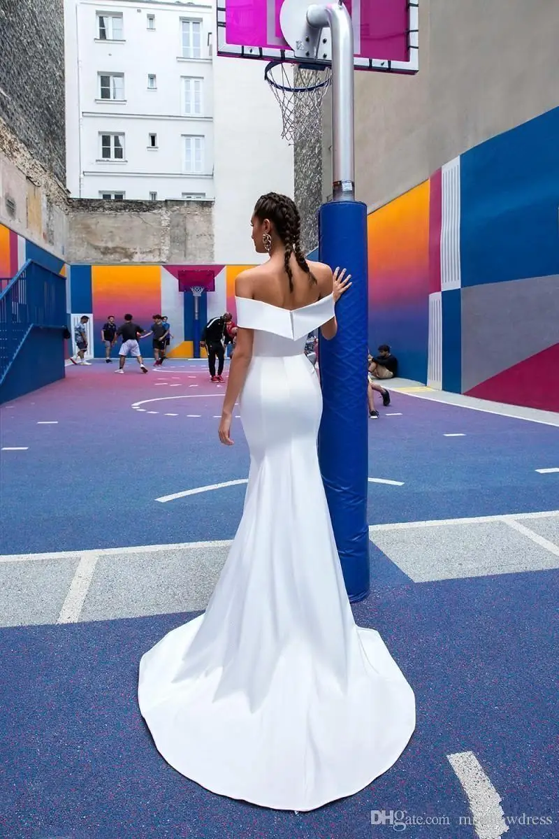 Женское атласное платье-Русалка элегантное белое свадебное платье с открытыми