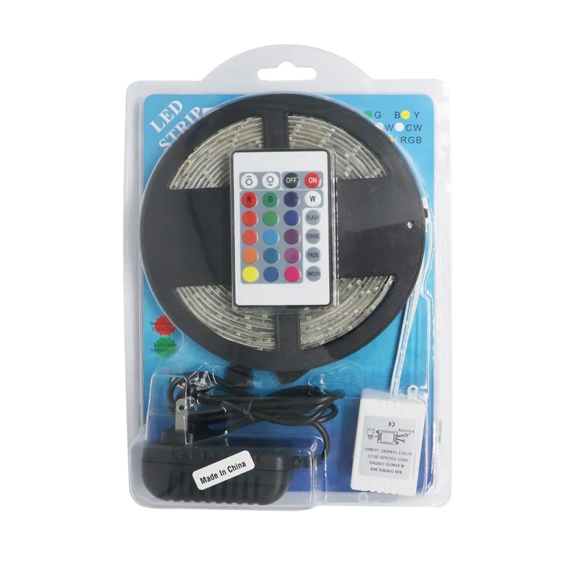 5 м RGB SMD светодиодные полосы 3528 Светодиодный свет водонепроницаемая лента DC 12 В Светодиодная лента Гибкая неоновая лента с 24 кнопочным контроллером