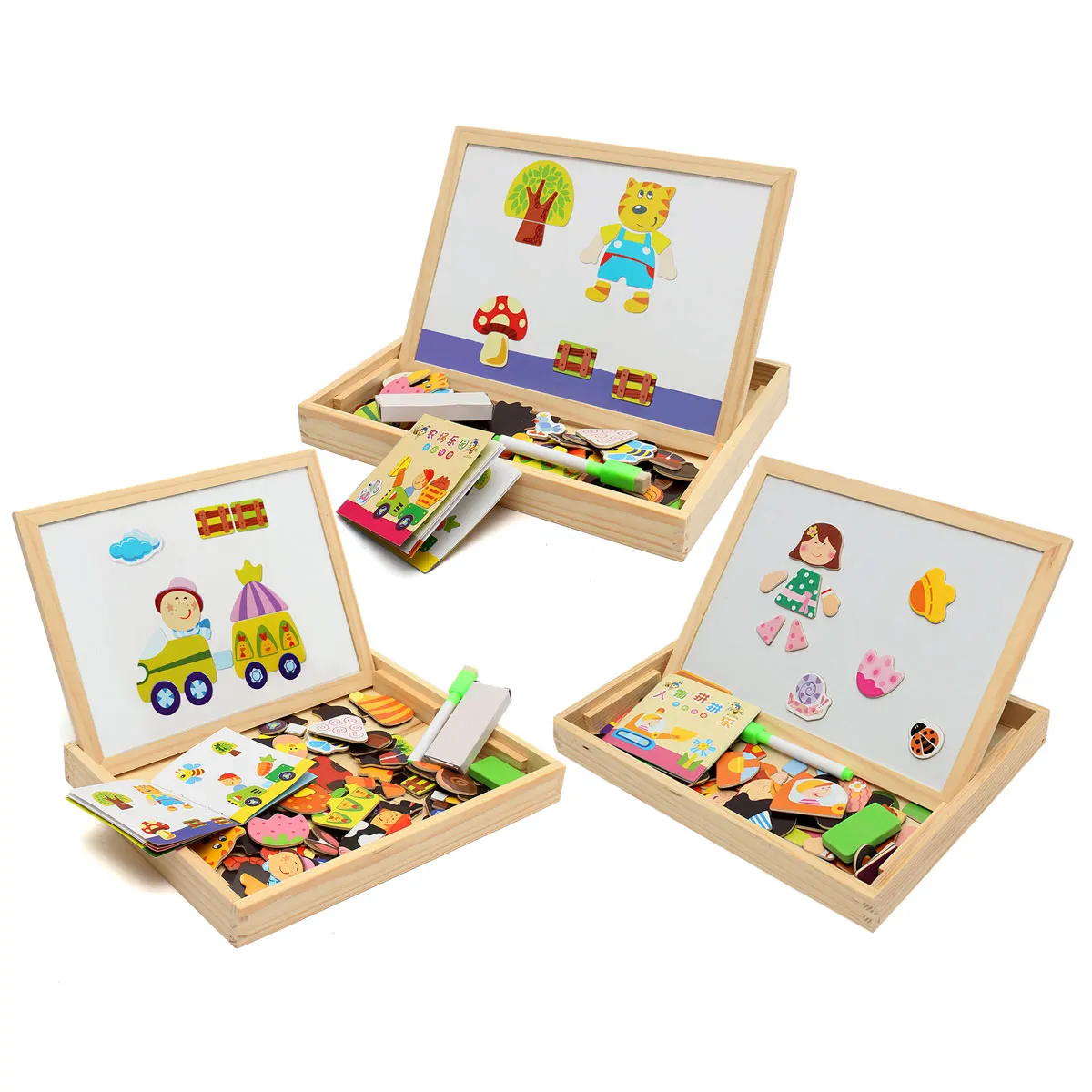 Доска для рисования и письма магнитная пазл двойной мольберт детей деревянная