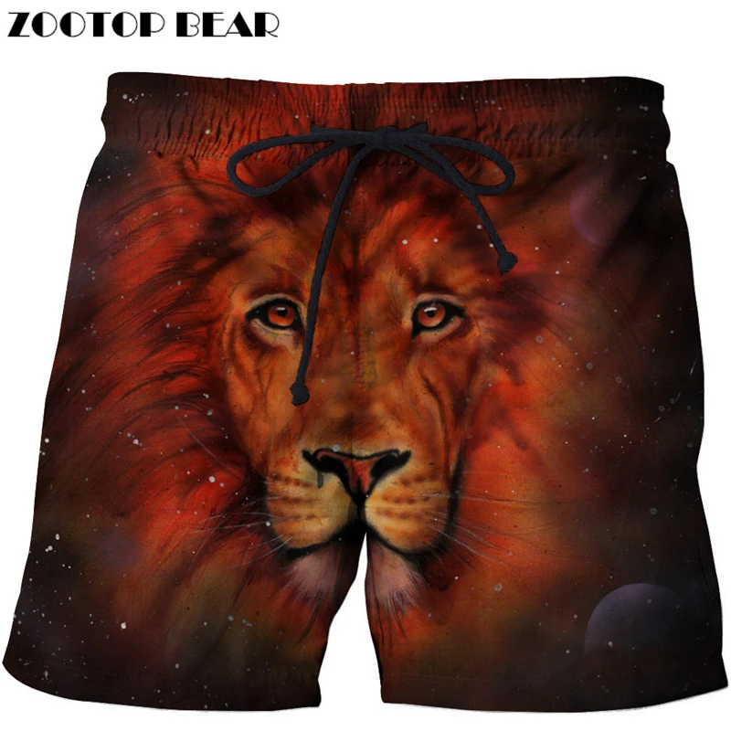 

Galaxy VS Lion New Summer Mens Shorts 3D Digital Pattern Print Cotton Shorts 2018 Men Clothing Loose Homme Boys Shorts Drop Ship
