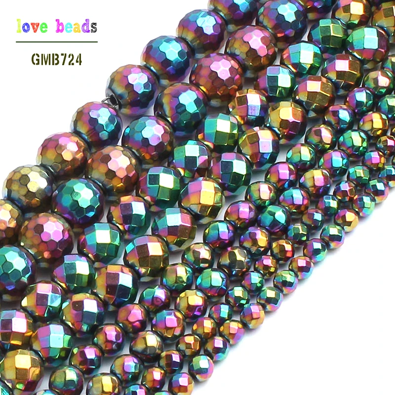 Природный многоцветный Ограненный гематит Камень Бисер для изготовления