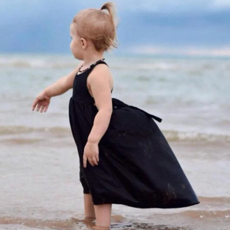 2019 Summer Children Girls Solid Sleeveless Irregual Asymmetrical Holiday Beach Dress Kids Backless Slip Dresses vestidos | Детская