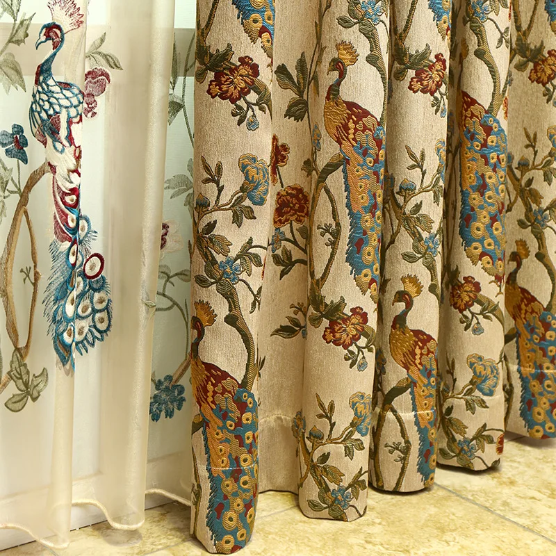 Фон для фотографий дерево и Павлин|luxury drapes|designer drapesbird curtains |