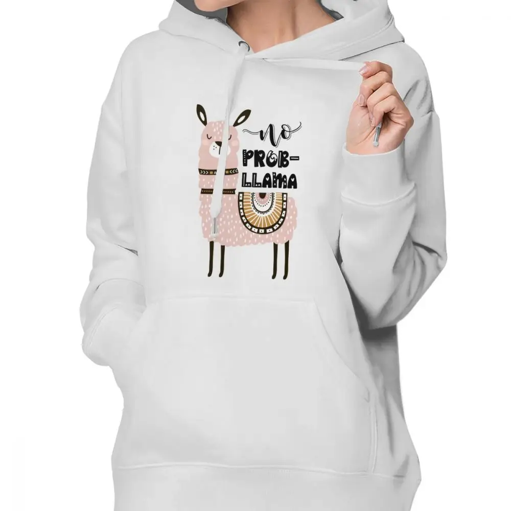 No Boyfriend No Problem Толстовка No Prob-толстовки из ламы уличная одежда с принтом толстовки женские с длинным рукавом хлопковый пуловер с капюшоном - Цвет: Белый