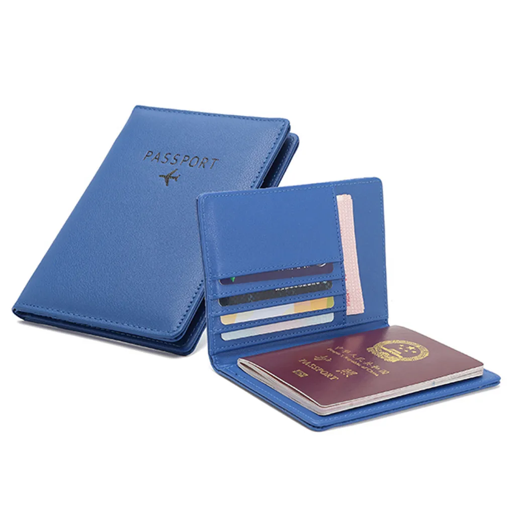 Blue Держатель для карт, мульти-функциональная сумка, кошелек, нейтральный, универсальный, для путешествий, паспорта, кошелек, три сложения, Прямая поставка O1205#25 - Цвет: Blue