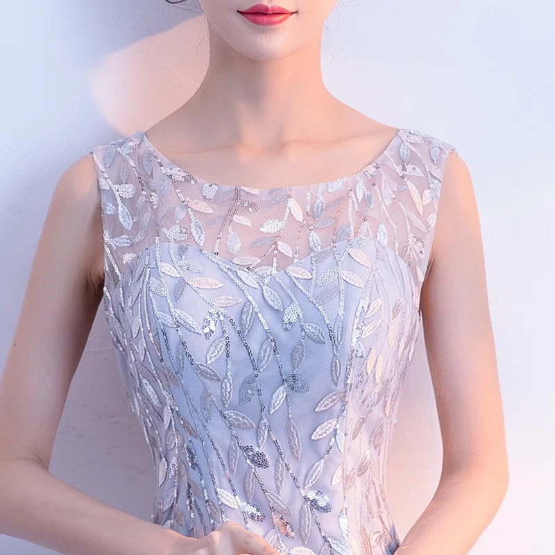 Элегантное серое азиатское платье Ципао с вышивкой в виде Русалочки Vestidos чонсам