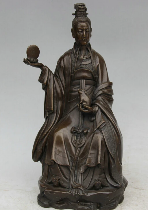 

song voge gem S1975 14" Chinese Bronze Moon God matchmaker marriage immortal armful Rabbit Statue