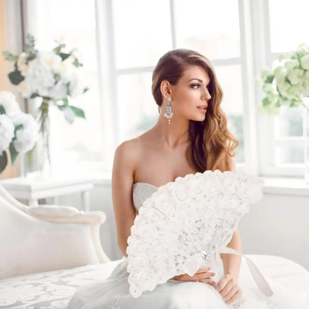 Портативный веер для невесты кружевные вееры в виде роз нескладной