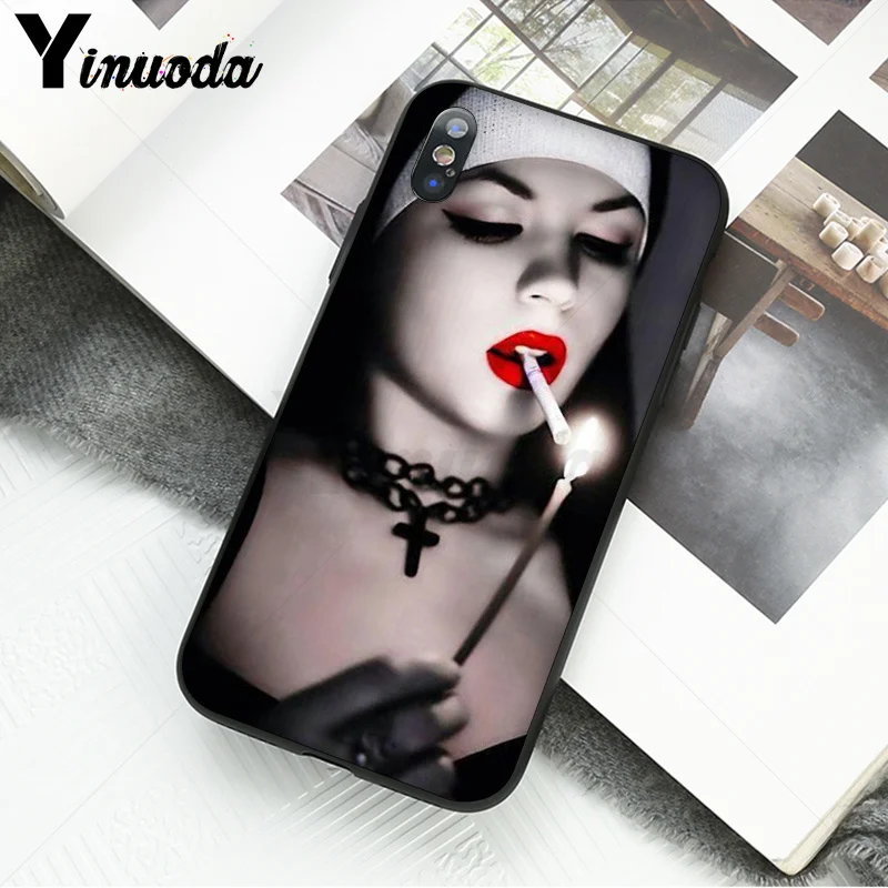 Yinuoda Sister nun TPU Мягкий силиконовый черный чехол для телефона для Apple iPhone 8 7 6 6S Plus X XS MAX 5 5S SE XR Чехол для мобильного телефона