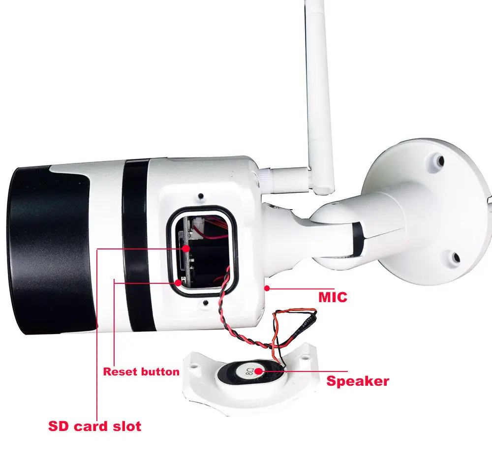 Беспроводной 1080 P 2.0MP 180 Широкий формат fisheye Открытый ip камеры аудио I/O SD карты |
