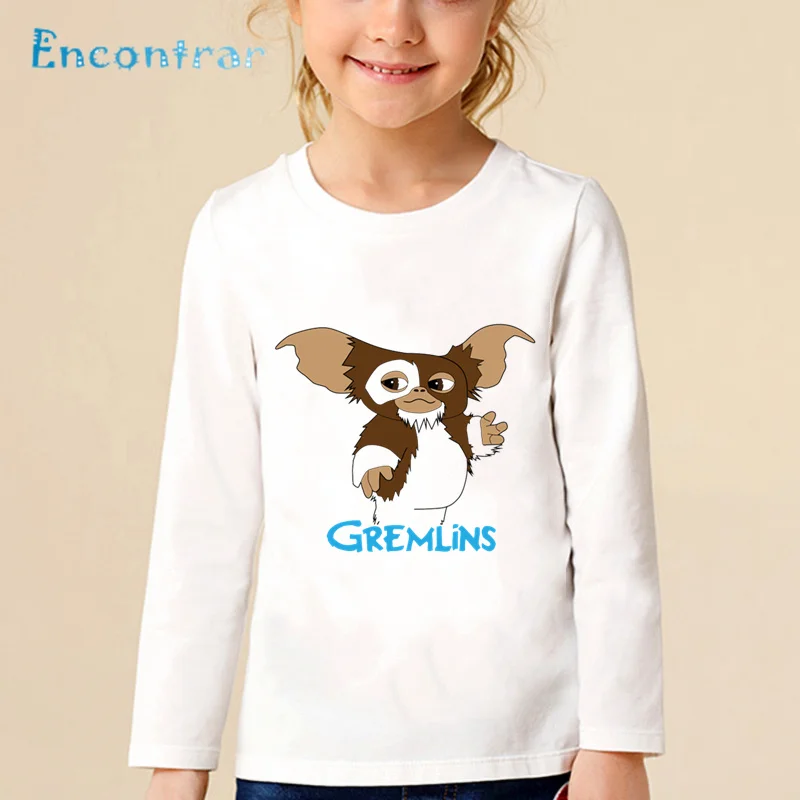 white-C Детская футболка с принтом «Gremlins Gizmo» детские забавные повседневные топы для мальчиков и девочек, Милая футболка с длинными рукавами для малышей LKP5170 - Цвет: white-C