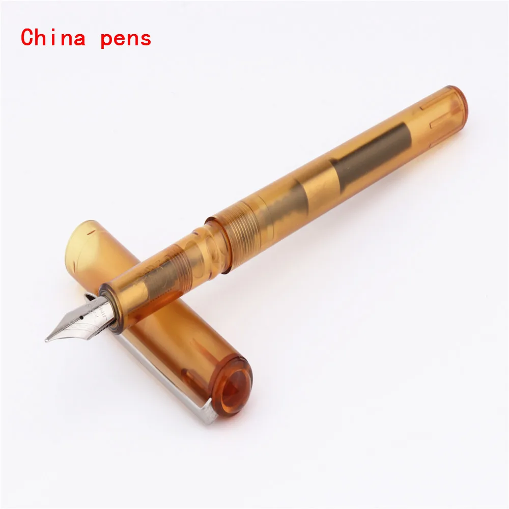 Transparent brown JINHAO 991 все прозрачные 5 цветов Учебная практика офисные канцелярские тонкие перьевые ручки новые - Цвет: Transparent brown