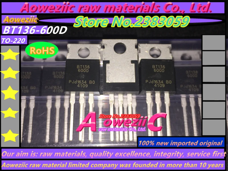 Aoweziic 2015 + 100% новый импортный оригинальный BT136 BT136-600D BT136-600E до-220 ТРИАК три 600 в 4A