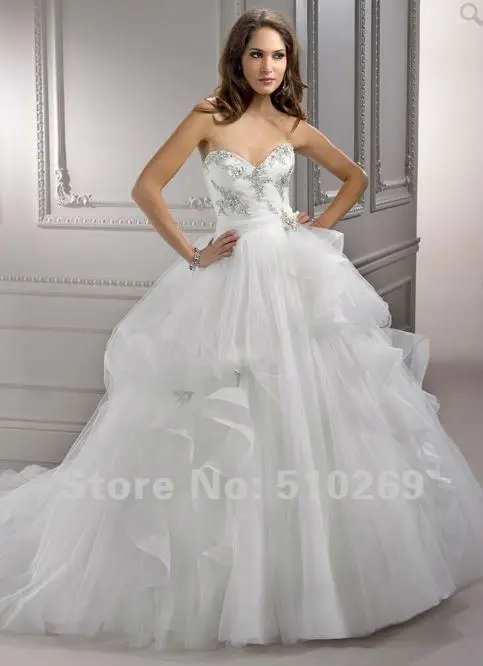 Free Shipping Custom-made100% Guarantee Wholesale DB-SU19 Sweetheart Beading Ruffles Taffeta Wedding Dresses | Свадьбы и торжества