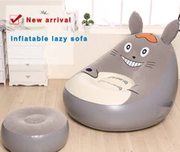 new arrival beanbag flock cartoon printing inflatable sofa single sofa personalized sofa totoro sofa with stool inflated product