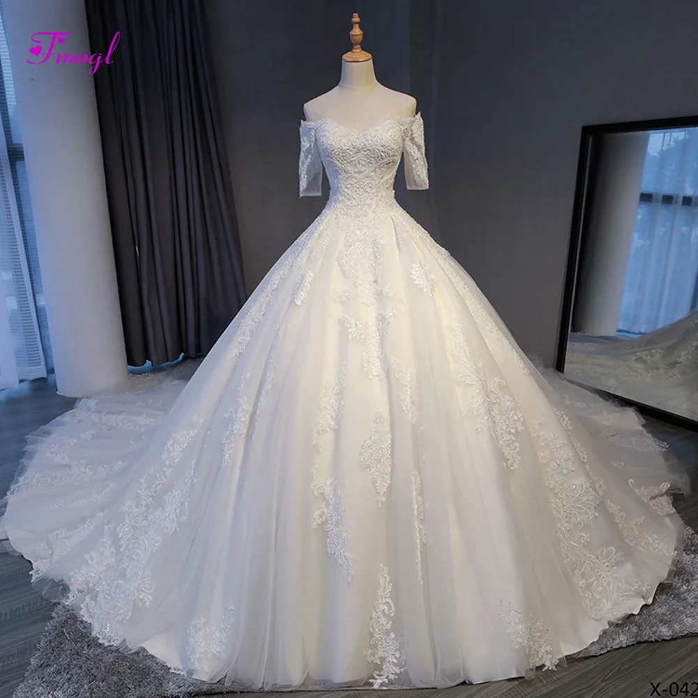 Fmogl Vestido de Noiva свадебное платье трапециевидной формы с вырезом лодочкой на