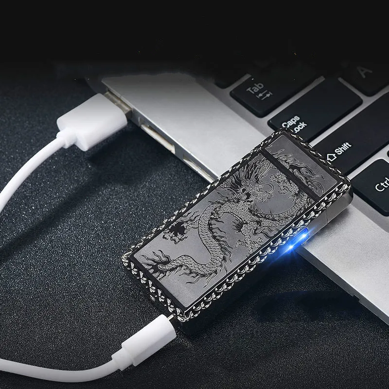 Hot Sale Dragon USB Charging Lighter Electric Double Arc Plasma Eletronic Windproof cigarettes cigar Smoking Lighters | Дом и сад