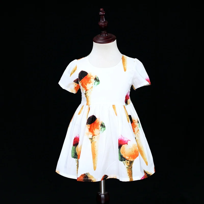 2019 Summer mother and daughter clothes ice cream print dress big sister little matching family clothing | Мать и ребенок