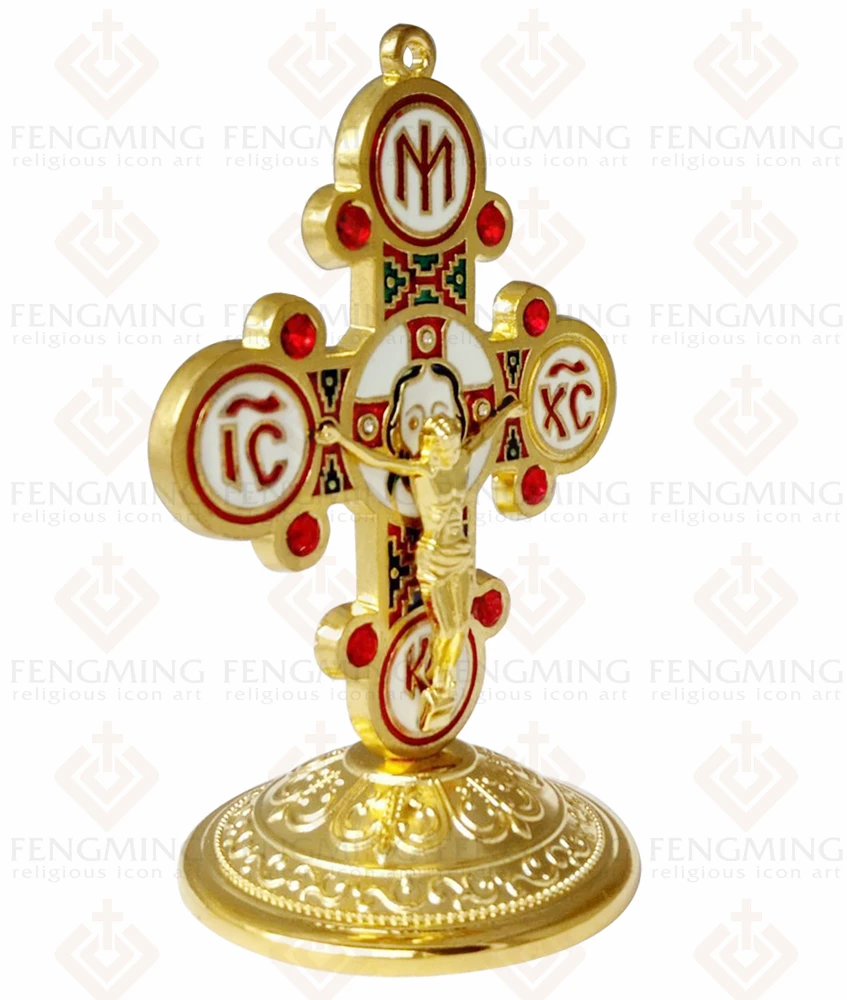 Дешевые кресты ST Benedict Crucifix Jesus золотые религиозные украшения металлические