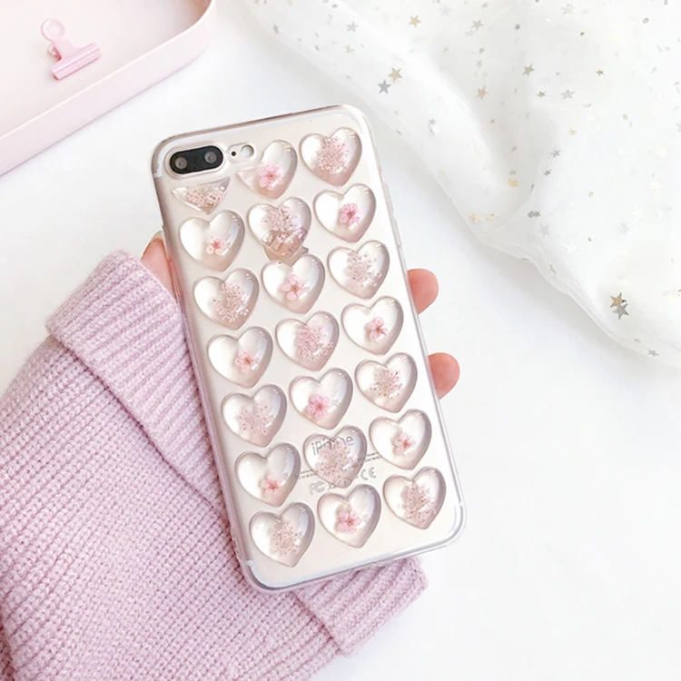 Гламурный чехол для телефона милый 3D Блестящий с сердечками iphone 7 8 6 6S Plus X