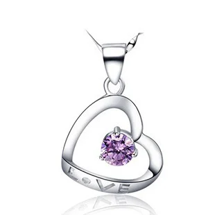 AAA 100% Серебро 925 пробы кулон Цепочки и ожерелья в белом фиолетовом цвете