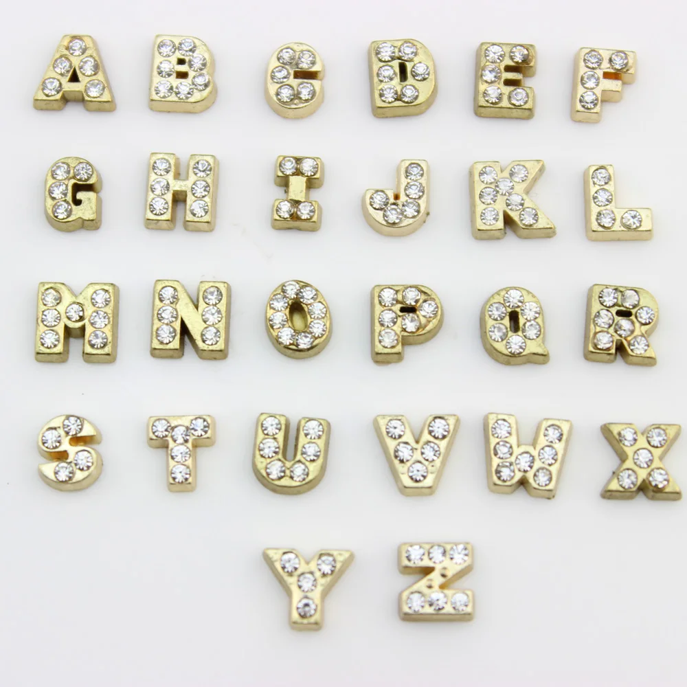 

Rhinestone A-Z Letter Alphabet Charms Alloy Floating Charms For Lockets 130pcs