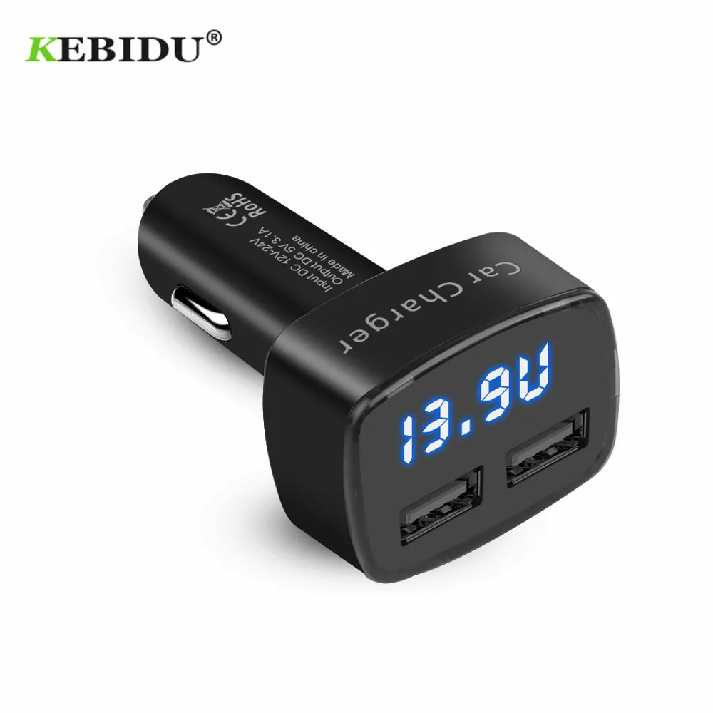 KEBIDU Dual USB Car Charger Voltage/temperature/Current Meter Tester Blue LCD Display Short Circuit Protection Digital | Мобильные