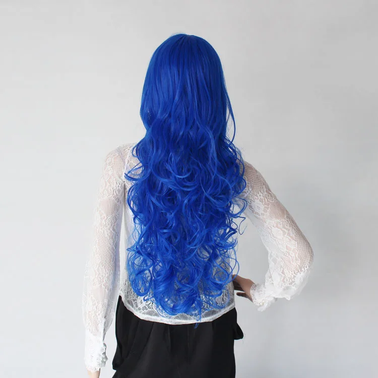 Free Shipping2013 New Arrival Big Wave Long Curlys Neat Bule Wig Burgundy Cosplay Party Synthetic Hair High Quality CM-A0003 |