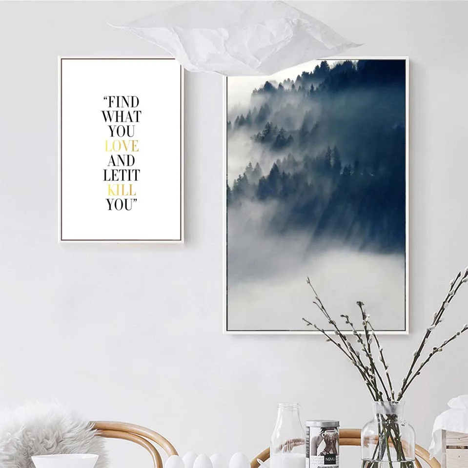 Vinsonloud Home Decoration Poster Prints Wall Art Canvas Painting Nordic Picture Landscape Scenery INS Fog on the mountain | Дом и сад