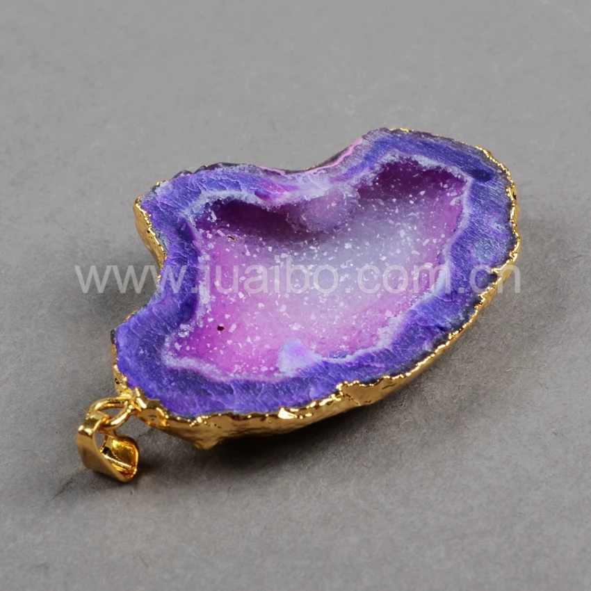 Природный geode druzy besd произвольной формы покрасить mix цвет позолоченные шику мода
