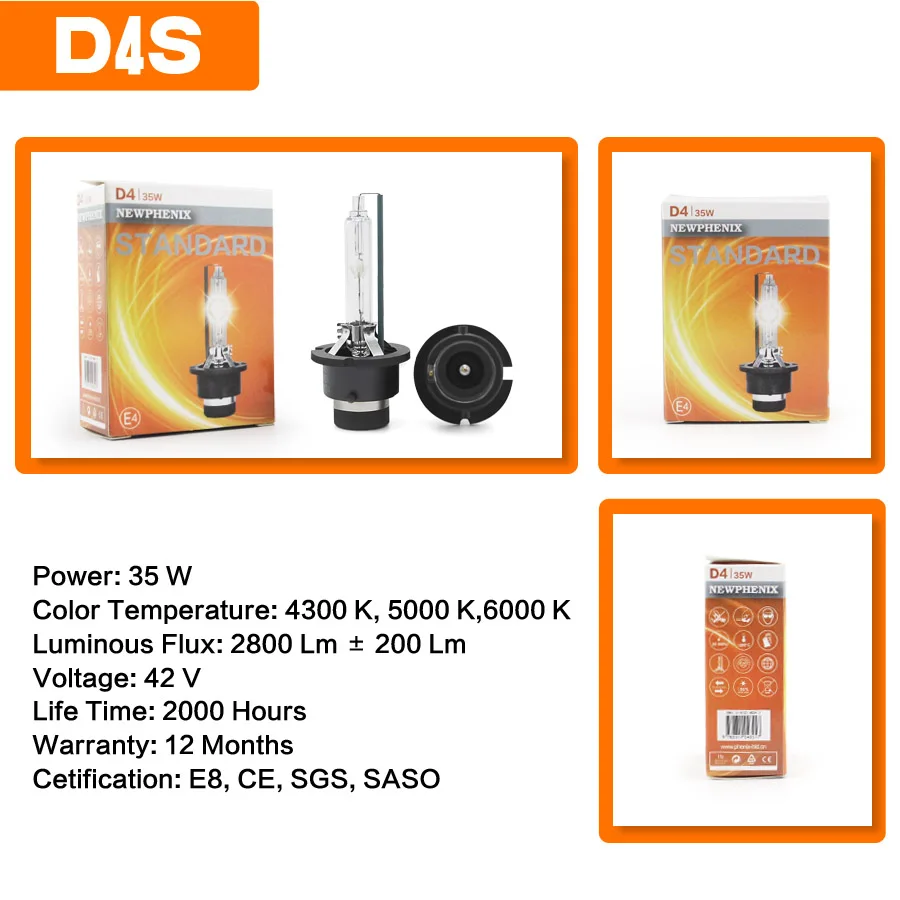 SHUOKE Xenon HID D4S Stardard фары лампы 12 В 35 Вт 3200Lm 4300K 5000K 6000 h срок службы 2 шт. Бесплатная