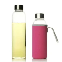 upors glass water bottle 280ml360ml550ml sport bottle with stainless steel lid and protective bag bpa free travel drink bottle