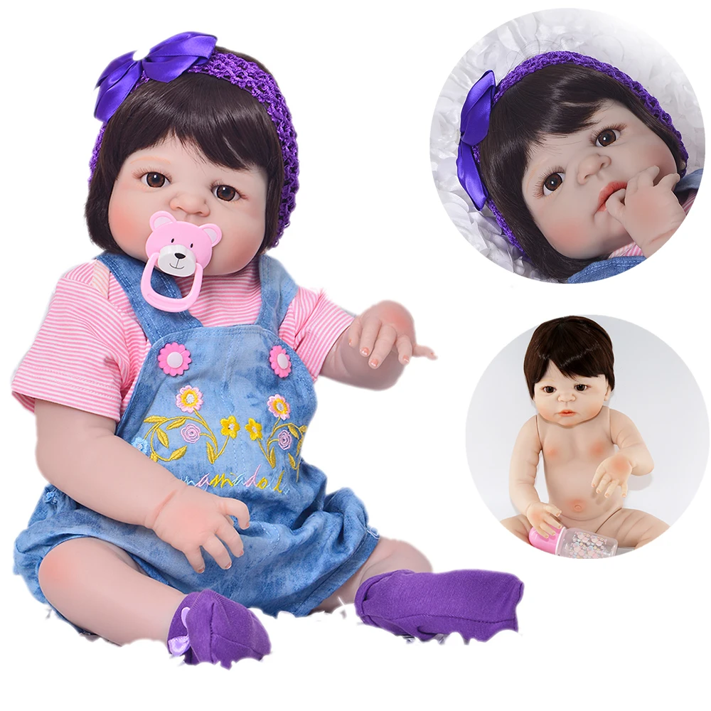 

DollMai bebe girl reborn 23"57cm full vinyl silicone reborn baby dolls toys for children present xmas gift boneca brinquedos