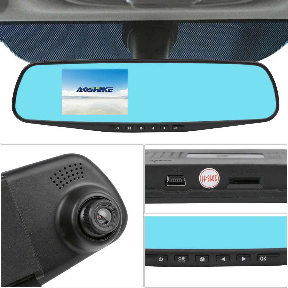 AOSHIKE 3 5 дюймовый сенсорный HD 720 P Автомобильный Зеркало заднего вида Регистраторы