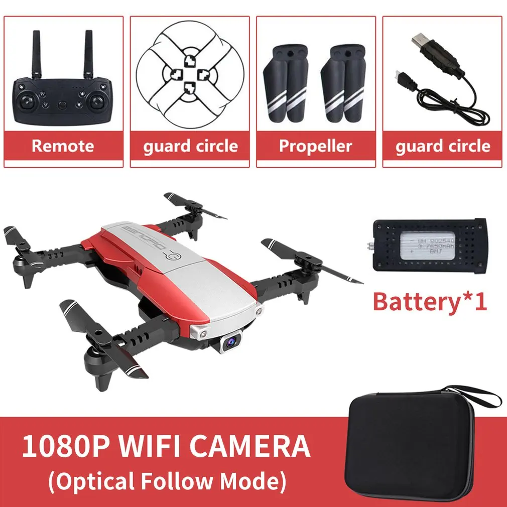 1080P 1battery RED LANSENXI-NVO Радиоуправляемый Дрон 4K 1080P Квадрокоптер 2,4 ГГц WiFi FPV складной мини Дрон в режиме реального времени Трансмиссия камера Дрон Квадрокоптер - Color: 1080P 1battery RED