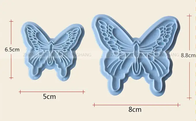 2016 New 2PCS/lot Hot Butterfly Cake Fondant Decorating Cookie Plunger Cutters Mold Tools Plastic Mould A001 |
