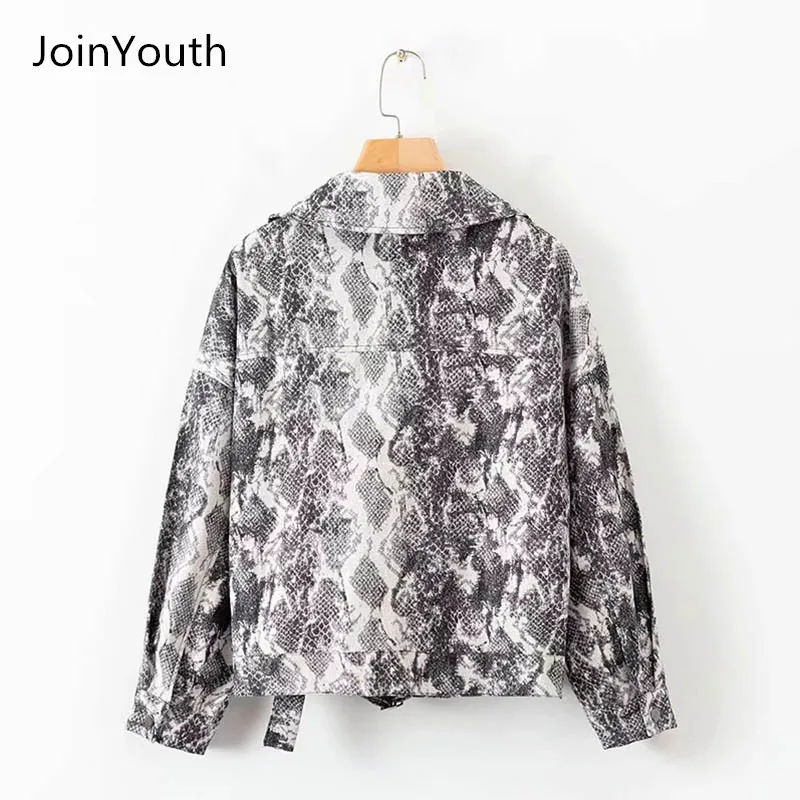 JoinYouth Женская модная Осенняя стильная куртка со змеиным принтом женская